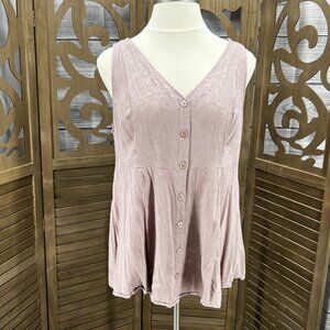 Torrid Jacquard Button Front Fit and Flare Peplum Tank